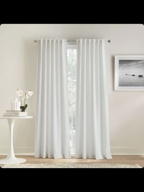 DKNY Pure Waffle Backtab Light Filtering White Curtain Panel Pair (Set of 2)
